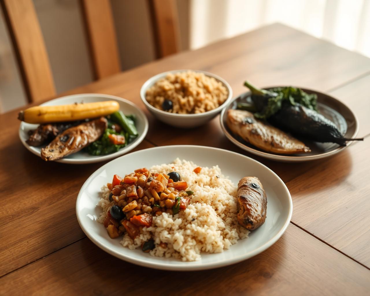 Traditional West African meal beautifully plated